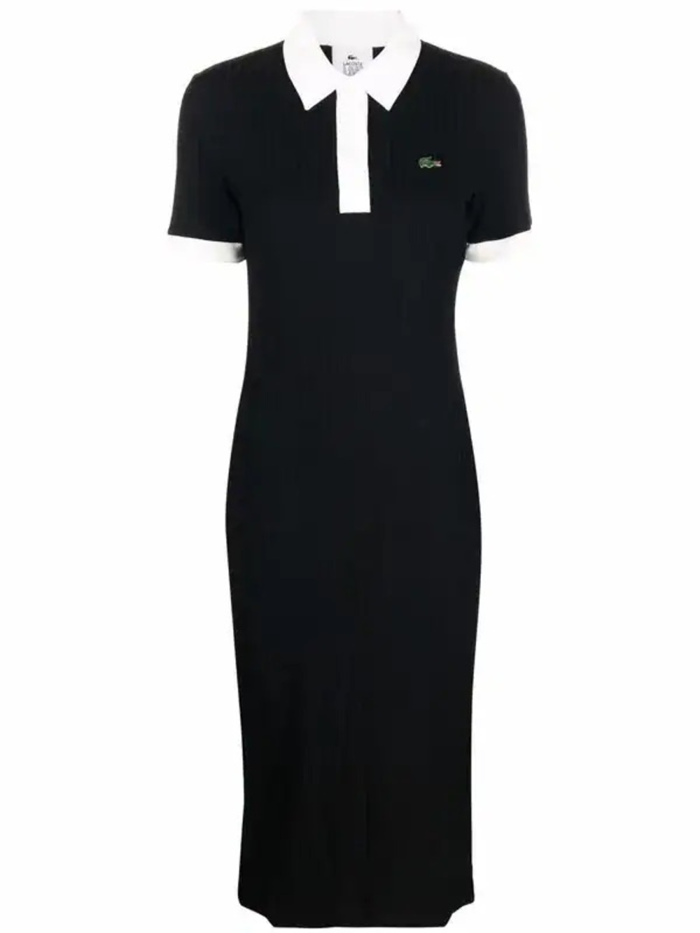Lacoste Black Polo Midi Dress with White Trim
